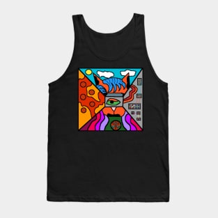 Mechanical Pizza One-eyed cat Tank Top